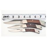 3) Coast Port USA Wood Handle Lock Blade Knives