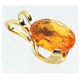 14K GOLD Mexican Fire Opal Necklace Pendant .33g
