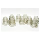 9 Vtg HEMINGRAY 42 Clear Glass Insulators