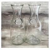 2 Vtg Clear Glass Milk Bottles