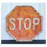 Vtg Heavy Embossed Metal STOP Sign