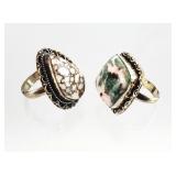 2) .925 Sterling Silver Jewelry Southwest Rings