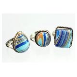3) .925 Sterling Silver Jewelry Calsilica Rings