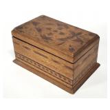 Vtg Wood Inlayed Hinged Jewelry, Trinket Box