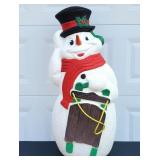 Vtg TPI Snowman w/ Sled Lighted Blow Mold