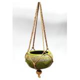 Vtg Signed Mexico CAD #30 Pottery Hanging Planter
