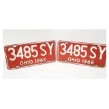 2 Matching 1966 OHIO License Plates