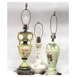 3pc Vtg Mid Century Electric Floral Lamps