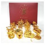 12) 2001 Danbury Mint Gold Christmas Ornament Coll