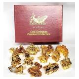 12) 1995 Danbury Mint Gold Christmas Ornament Coll