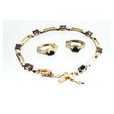 Sterling Silver Sapphire Tennis Bracelet Earrings