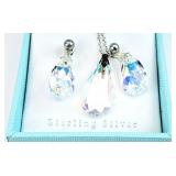 Sterling Silver Crystal Necklace & Earring Set