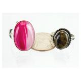 2) .925 Sterling Silver Jewelry Gemstone Rings