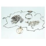 Mercury Dime Necklace Pendant, Ring +