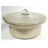 Vtg. 15" Stoneware Pickle Crock w/ Glass Lid