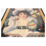 Vtg COKE Victorian Woman Framed Jigsaw Puzzle