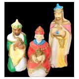 3pc Vtg EMPIRE Nativity 3 Kings Lighted Blow Molds