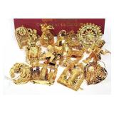 12) 2004 Danbury Mint Gold Christmas Ornament Coll