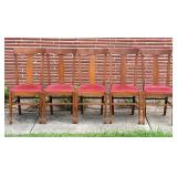 5 Antique Oak T-Back Dining Chairs