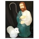 2pc Vtg EMPIRE Nativity Shepherd Lighted Blow Mold