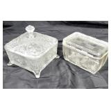 2pc Glass Splayed Foot Honey & Refrigerator Dish