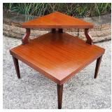 Vtg MCM Mersman Mahogany Wood 2 Tier Corner Table