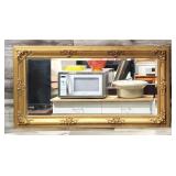 Vtg Gold Wood Rectangular Framed Wall Mirror
