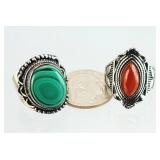3) .925 Sterling Silver Jewelry Gemstone Rings