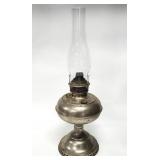 Vtg Bradley & Hubbard Kerosene Oil Lamp w/ Chimney