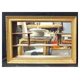 Vtg Mid Century Wall Shadow Box Framed Mirror #2
