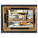 Vtg Mid Century Wall Shadow Box Framed Mirror #1