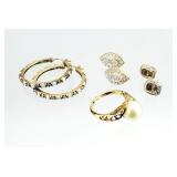 3pr Sterling Silver Earrings & Ring Sz 7.5