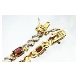 Gold Tone Sterling Silver Garnet Tennis Bracelet