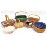 7pc LONGABERGER Hand Woven Baskets w/ Liners