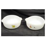 Hart BC Comics Caveman Fire King Milk Glass Bowls