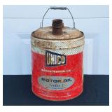Vtg UNICO Motor Oil 5 Gallon Gas Can #2