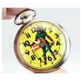 Vtg  USA Robin Hood Silver Tone Pocket Watch Works