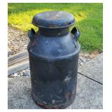 Vtg Black Metal Milk Can #1