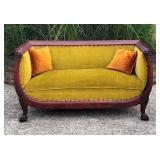 Antique Claw Footed Empire Sofa, Settee