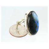 .925 Sterling Silver Jewelry Lrg Labradorite Ring