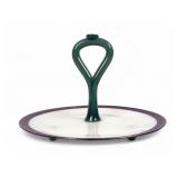 Fry Foval Opalescent Glass Silver Banded Tidbit Tr