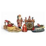 (5) Assorted Signed Hand Carved Wooden Folk Art Sa