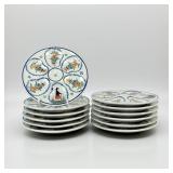 (12) Henriot Quimper Ceramic Oyster Plates