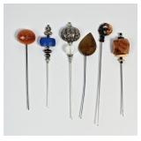 (6) Rare Antique Hatpins
