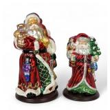 (2) Thomas Pacconi Blown Glass Santa Figurines