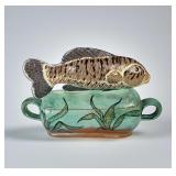 Large Majolica Fish-Form Covered Tureen