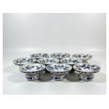 (9pc) Meissen Porcelain Blue Onion Pedestal Bowls