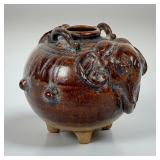 Early Ancient Asian Brown Glazed Pottery Jar