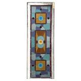 Tall Leaded Stained Glass Window With Geometric De