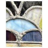 Stained Glass Blue & Amber Geometric Floral Design